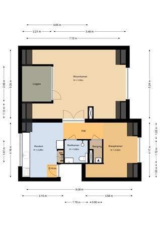 Floorplan - Jutfaseweg 219K, 3522 HS Utrecht